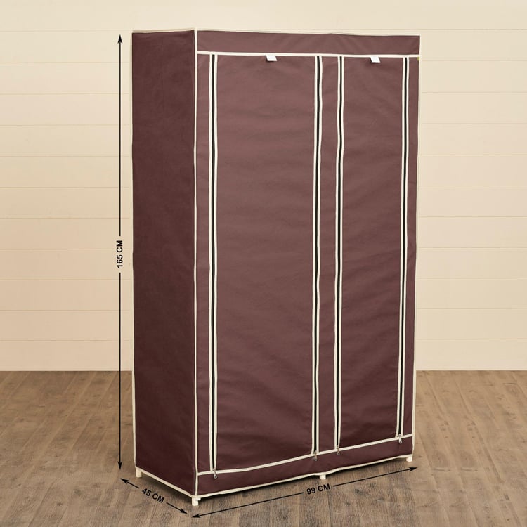 Helios Archer Fabric Collapsible 2-Door Wardrobe - Brown