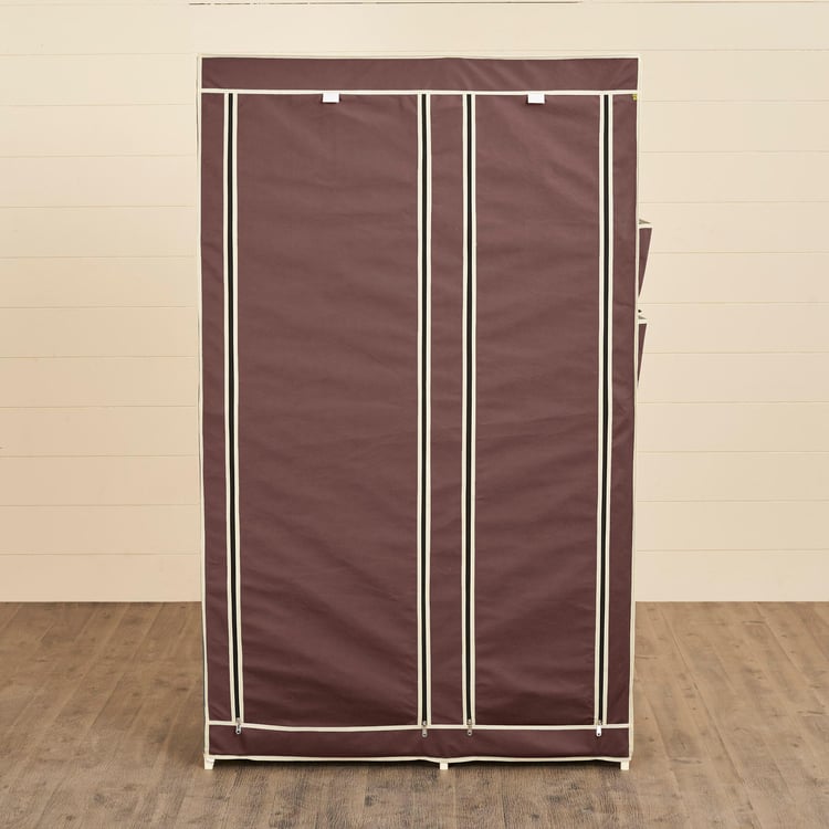 Helios Archer Fabric Collapsible 2-Door Wardrobe - Brown