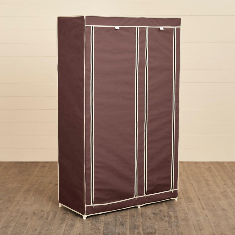 Helios Archer Fabric Collapsible 2-Door Wardrobe - Brown