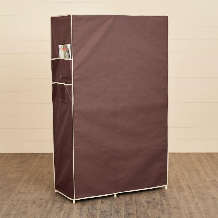 Helios Archer Fabric Collapsible 2-Door Wardrobe - Brown