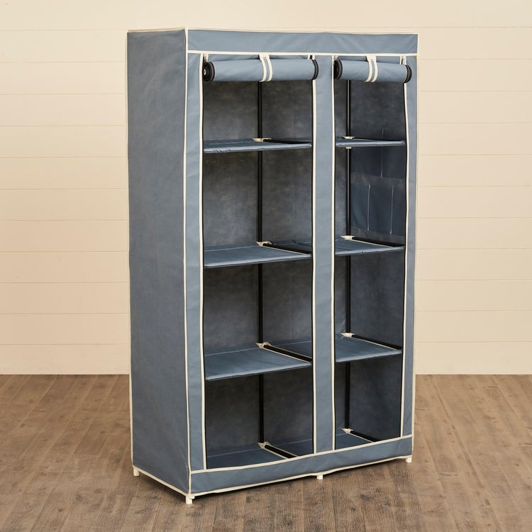 Helios Archer Fabric 2-Door Collapsible Wardrobe - Grey