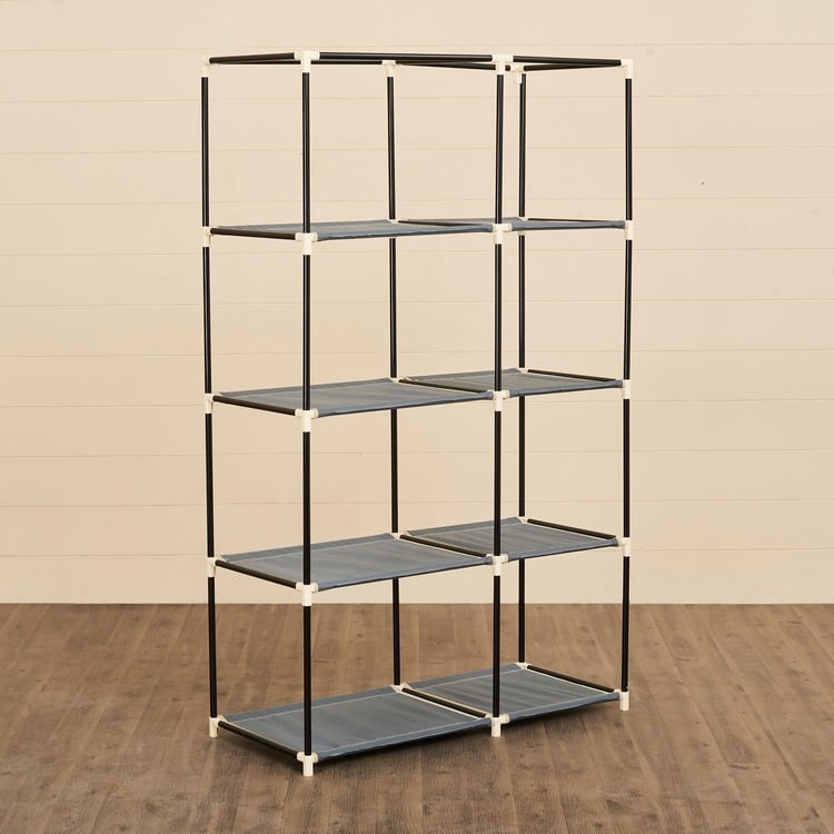 Helios Archer Fabric 2-Door Collapsible Wardrobe - Grey