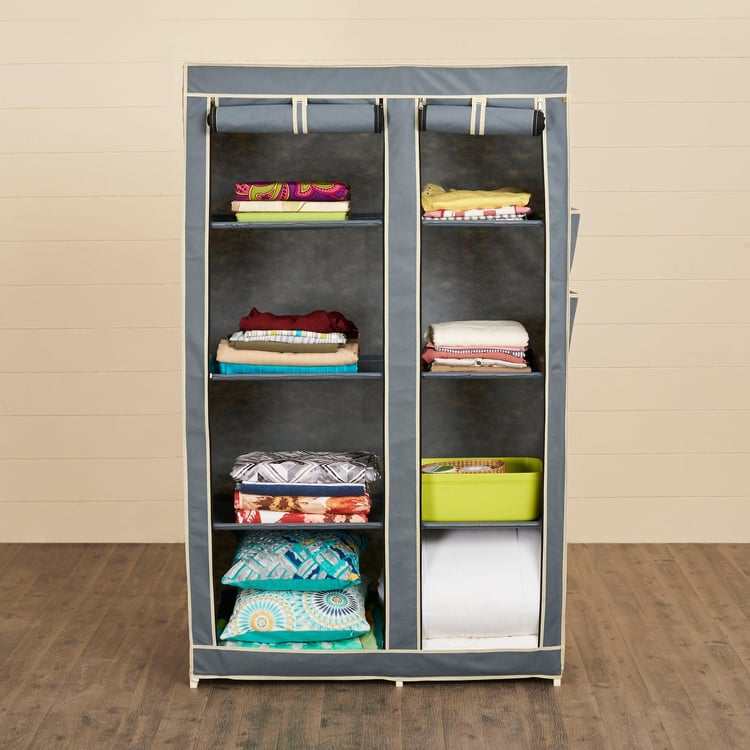 Helios Archer Fabric 2-Door Collapsible Wardrobe - Grey