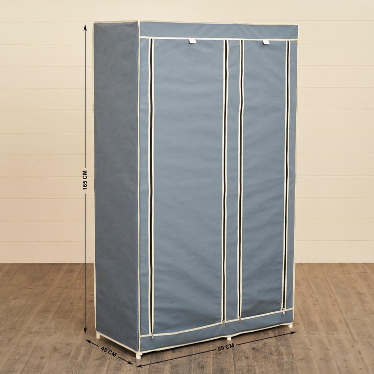 Helios Archer Fabric 2-Door Collapsible Wardrobe - Grey