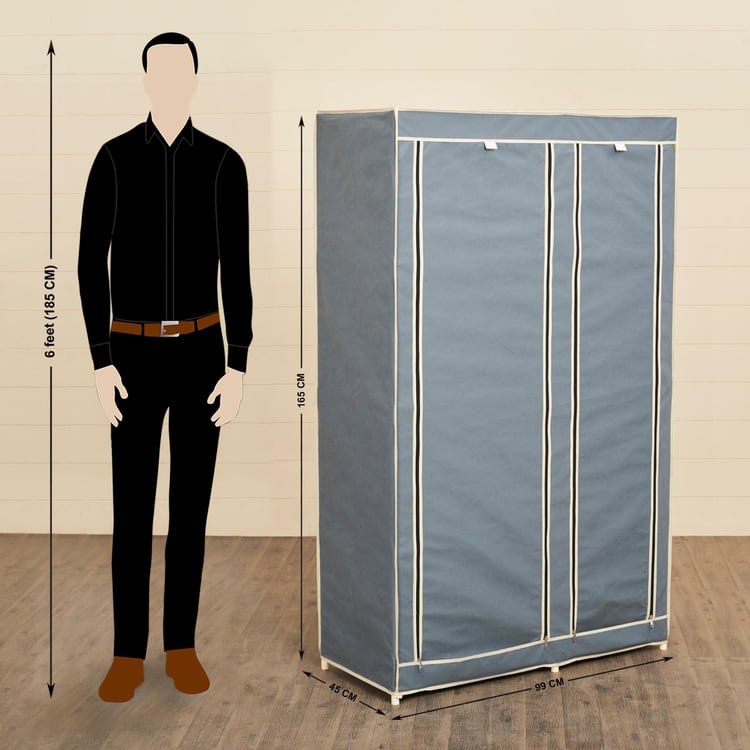 Helios Archer Fabric 2-Door Collapsible Wardrobe - Grey