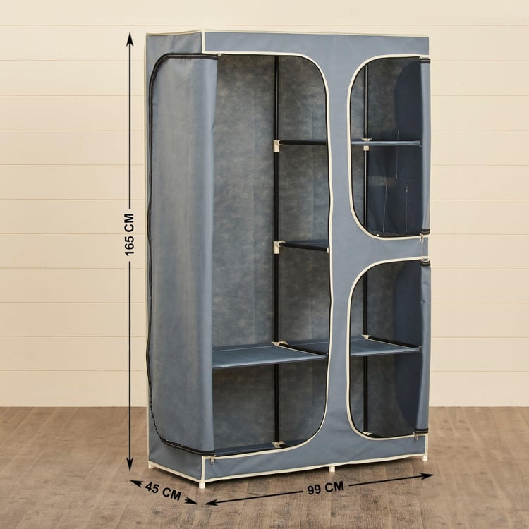 Helios Elante Fabric 3-Door Collapsible Wardrobe - Grey