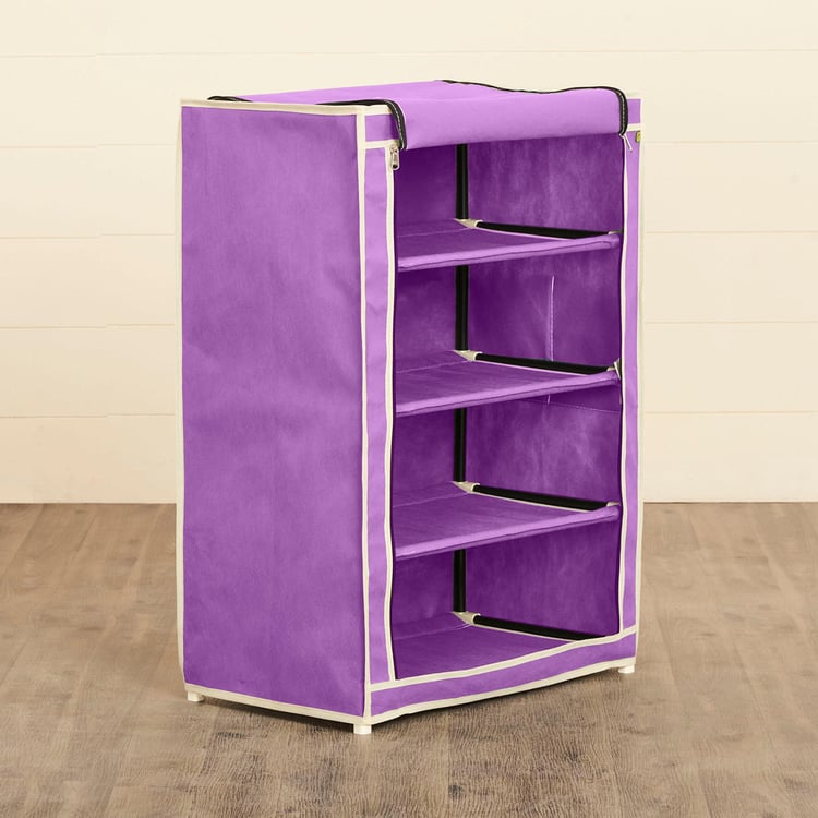 Helios Kenny Fabric Collapsible Four-Shelf Shoe Rack