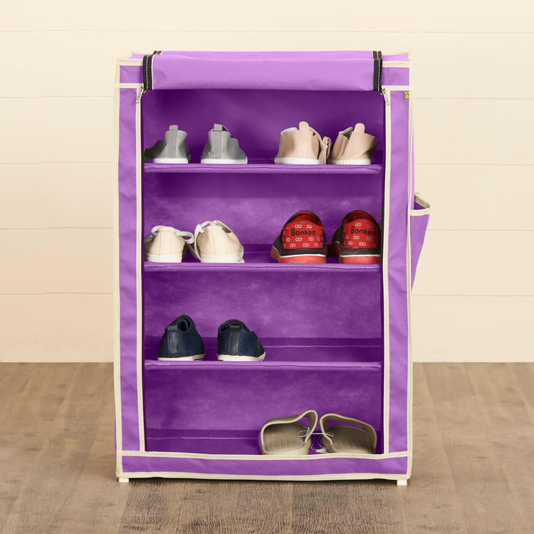 Helios Kenny Fabric Collapsible Four-Shelf Shoe Rack