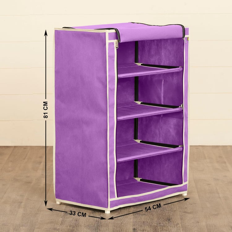 Helios Kenny Fabric Collapsible Four-Shelf Shoe Rack