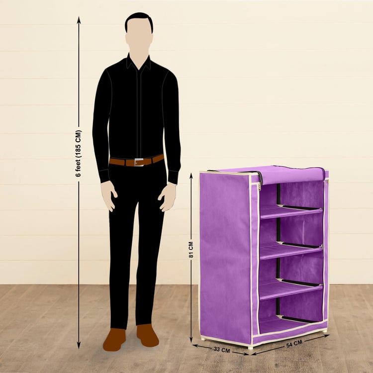 Helios Kenny Fabric Collapsible Four-Shelf Shoe Rack