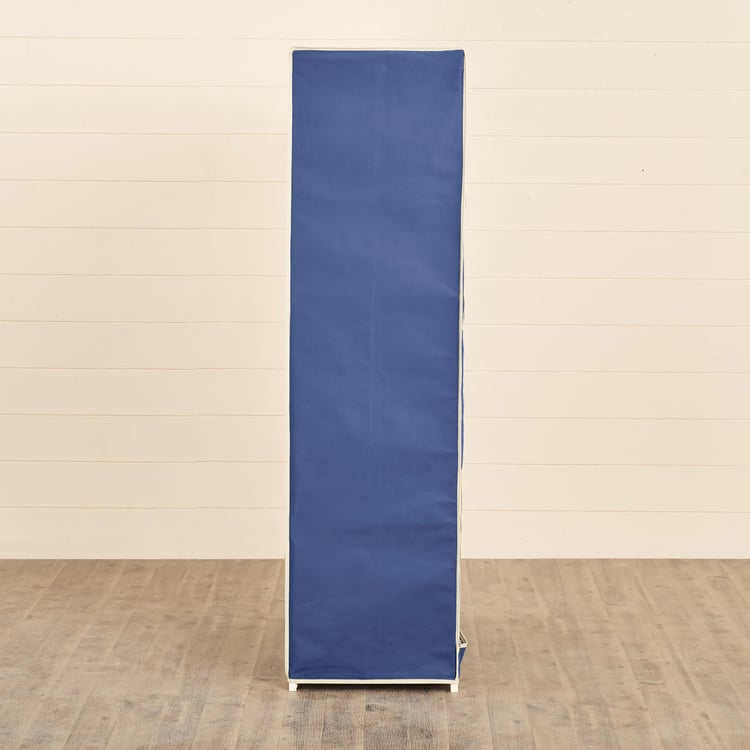 Helios Opus Blue Fabric Collapsible Two-Door Wardrobe With Six Shelves