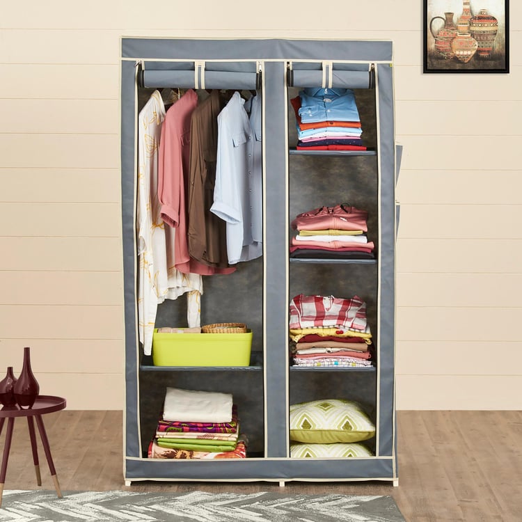Helios Opus Fabric 2-Door Collapsible Wardrobe - Grey