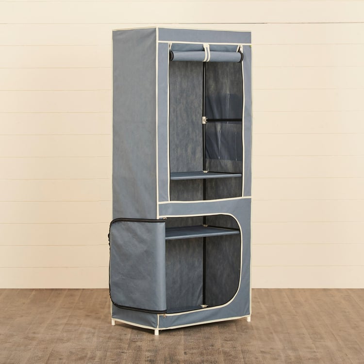 Helios Traft Fabric 2-Door Collapsible Wardrobe - Grey