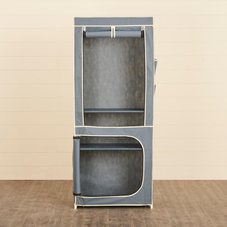 Helios Traft Fabric 2-Door Collapsible Wardrobe - Grey