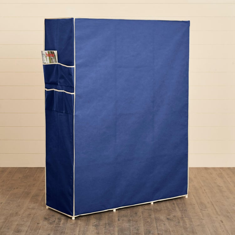 Helios Yeti Fabric Collapsible 3-Door Wardrobe - Blue