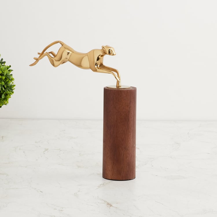 Fiesta Metal Panther Figurine on Wood Block
