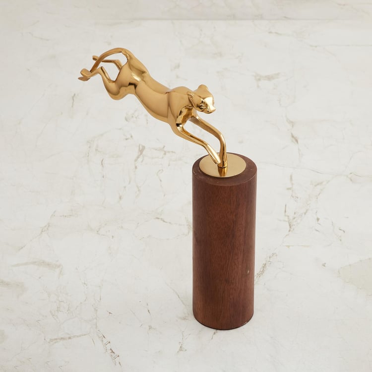 Fiesta Metal Panther Figurine on Wood Block