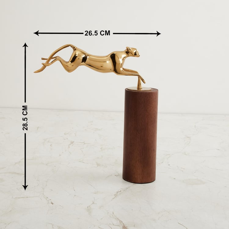 Fiesta Metal Panther Figurine on Wood Block