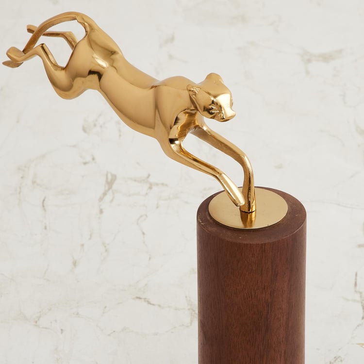 Fiesta Metal Panther Figurine on Wood Block
