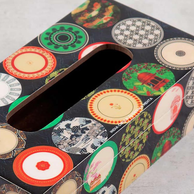 INDIA CIRCUS Platter Portrayal Tissue Box Holder