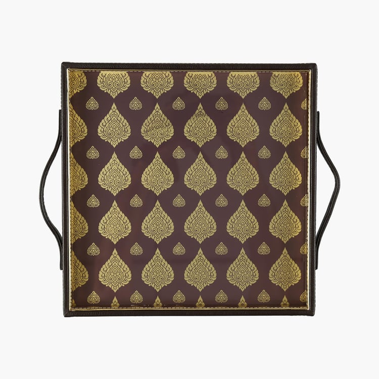 INDIA CIRCUS Spade Rangoli Motifs Leather Tray