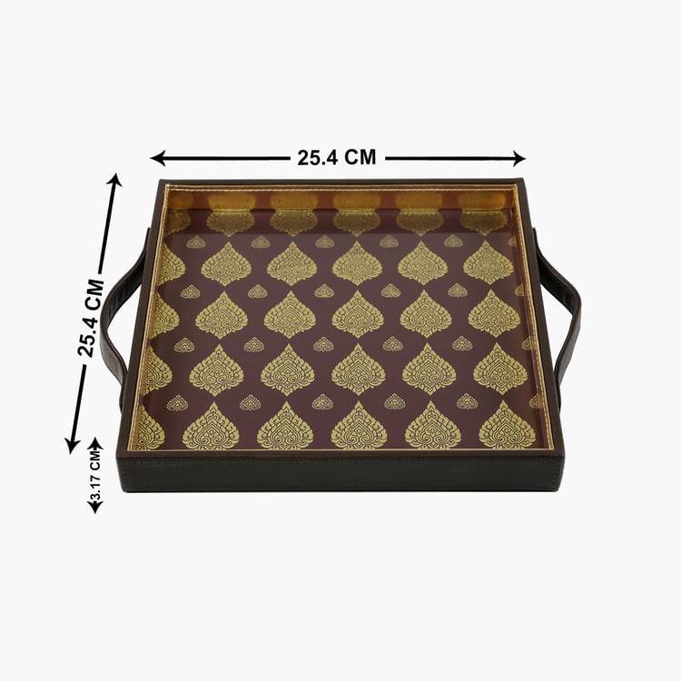 INDIA CIRCUS Spade Rangoli Motifs Leather Tray