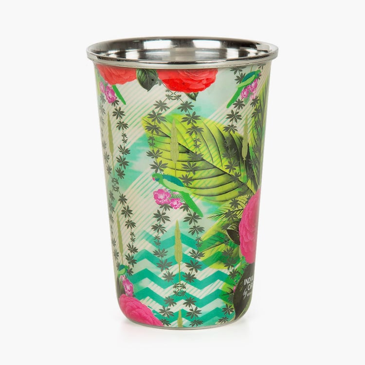 INDIA CIRCUS Herbs of Captivation Printed Steel Tumbler - Set of 2