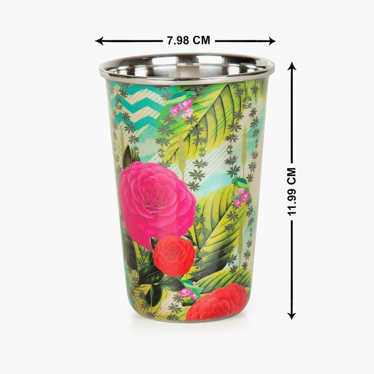 INDIA CIRCUS Herbs of Captivation Printed Steel Tumbler - Set of 2