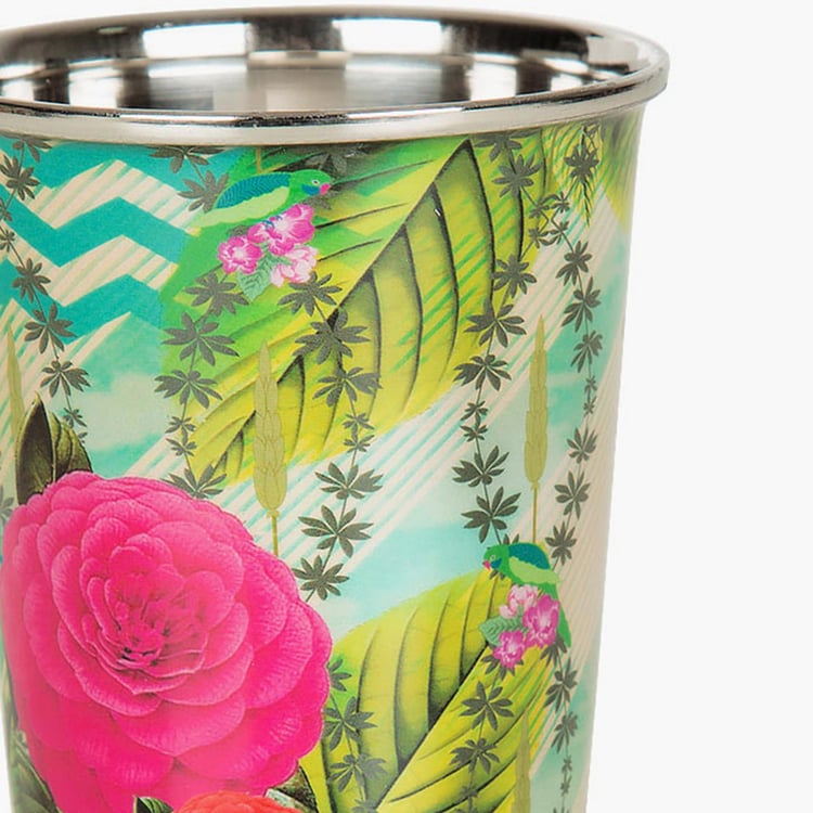 INDIA CIRCUS Herbs of Captivation Printed Steel Tumbler - Set of 2