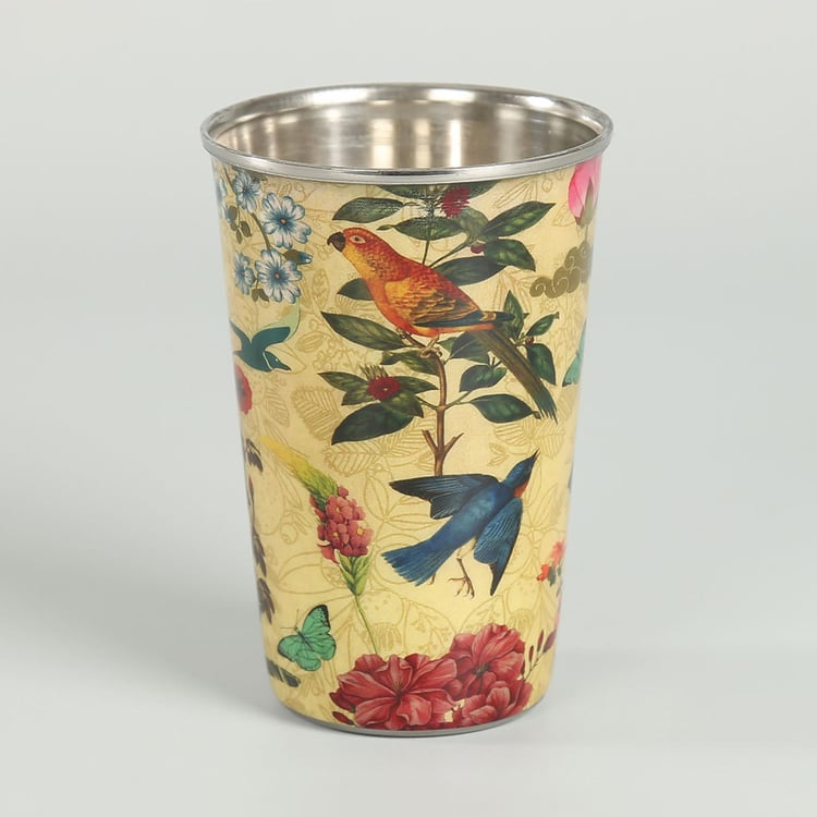 INDIA CIRCUS Bird Land Printed Steel Tumbler-Set of 2