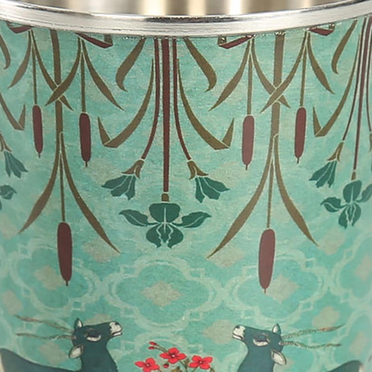 INDIA CIRCUS Mirroring Deer Garden Printed Steel Tumbler- Set of 2