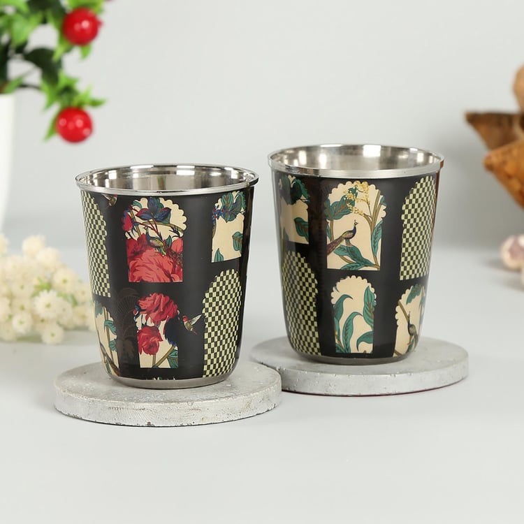 India Circus Signature Windows Printed Steel Tumbler - Set of 2 - 200 ml