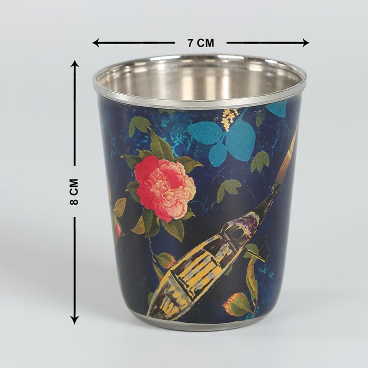 INDIA CIRCUS Floral Lake Inception Small Steel Tumbler - (Set of 2)