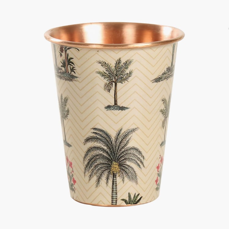 INDIA CIRCUS Chevron Palms Printed  Copper Tumbler