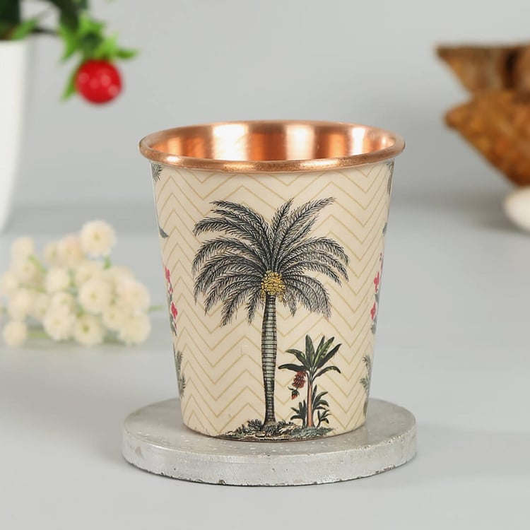 INDIA CIRCUS Printed Chevron Palms Small Copper Tumbler