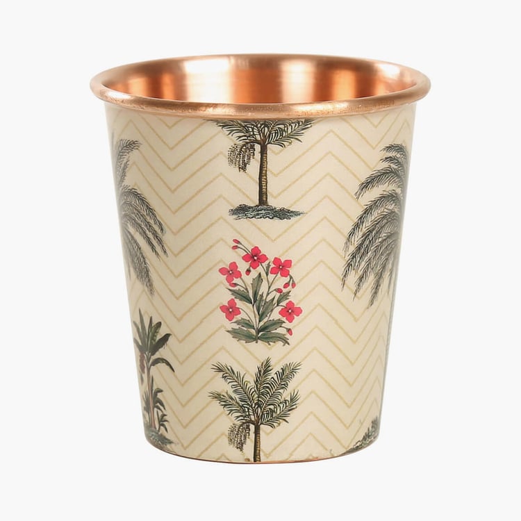 INDIA CIRCUS Printed Chevron Palms Small Copper Tumbler