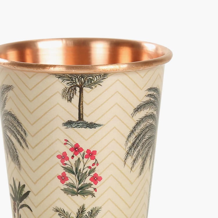 INDIA CIRCUS Printed Chevron Palms Small Copper Tumbler