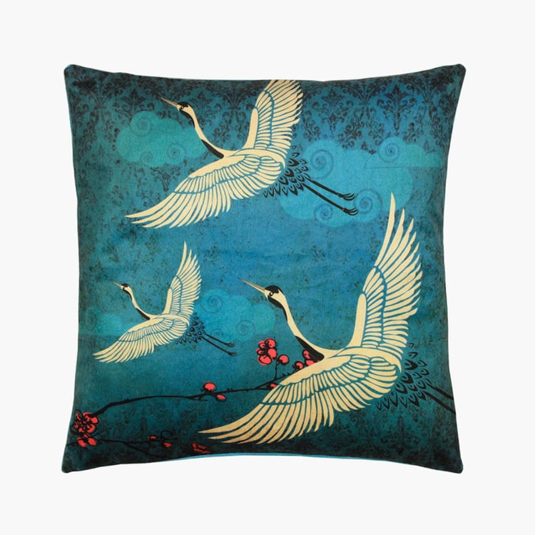 INDIA CIRCUS Legend of the Cranes Printed Cushion Cover - 40.6 x 40.6 cm