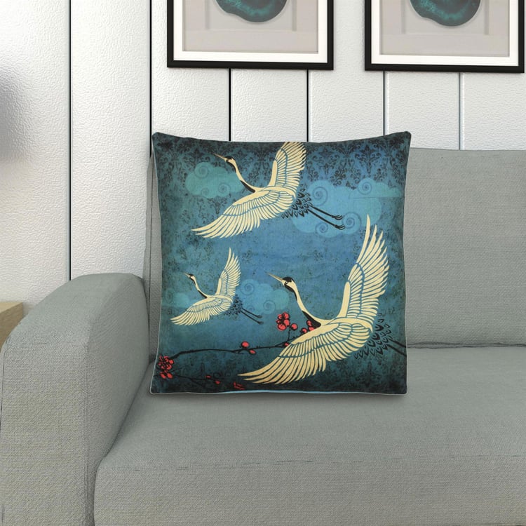 INDIA CIRCUS Legend of the Cranes Printed Cushion Cover - 40.6 x 40.6 cm