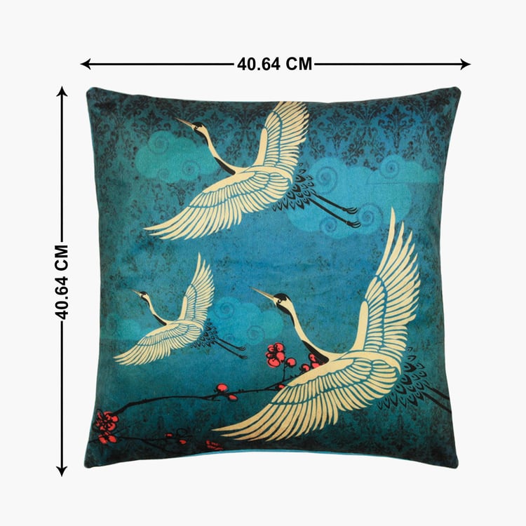 INDIA CIRCUS Legend of the Cranes Printed Cushion Cover - 40.6 x 40.6 cm