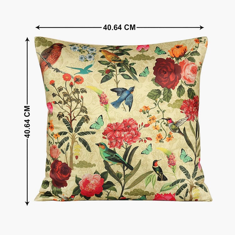 INDIA CIRCUS Poppy Bird Land Set of 5 Cushion Covers - 40.64 x 40.64 cm