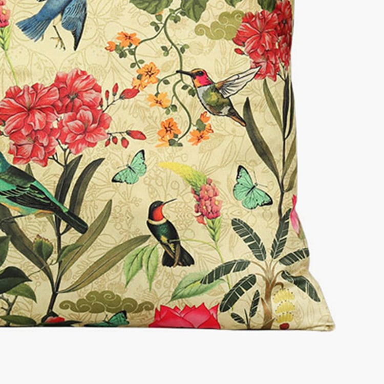 INDIA CIRCUS Poppy Bird Land Set of 5 Cushion Covers - 40.64 x 40.64 cm