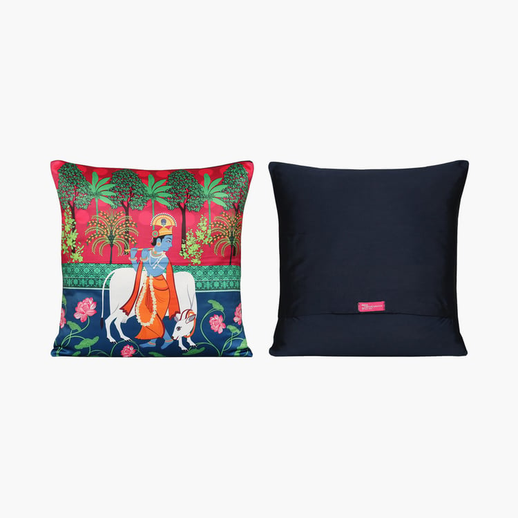 INDIA CIRCUS Krishna Baugh Set of 5 Cushion Covers - Set of 5 - 40.64 x 40.64 cm