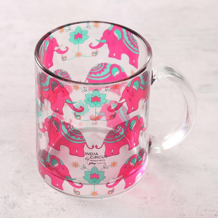 INDIA CIRCUS Printed Violet Mastodon's Jamboree Glass Mug