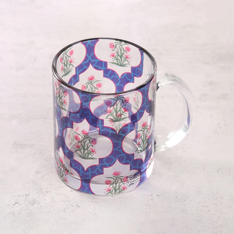 INDIA CIRCUS Printed Poppy Flower Glass Mug