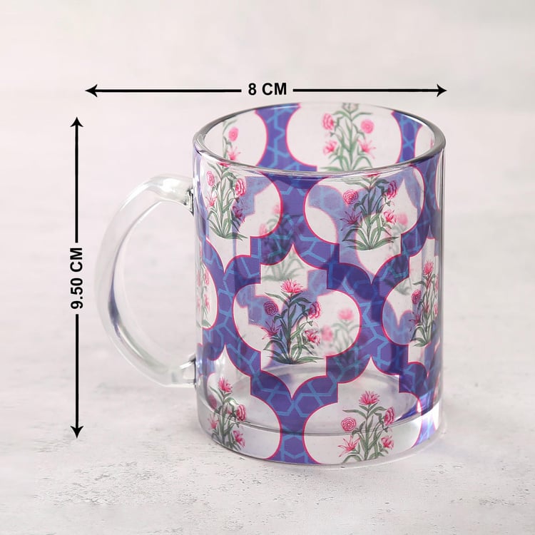 INDIA CIRCUS Printed Poppy Flower Glass Mug