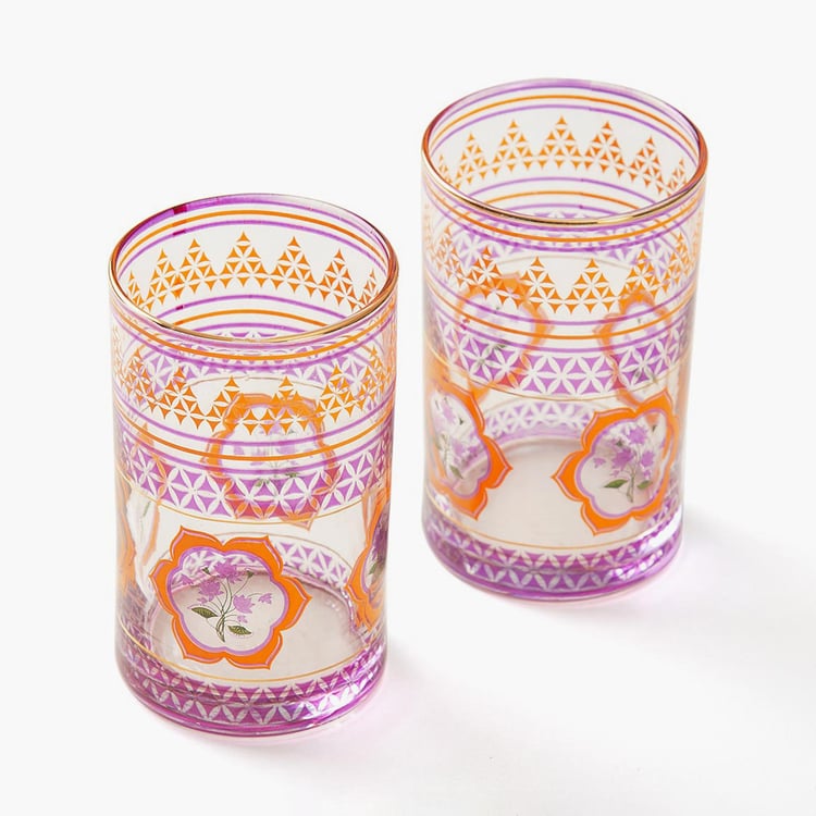 INDIA CIRCUS Lattice Lotus Small Glass Tumbler - Set of 2