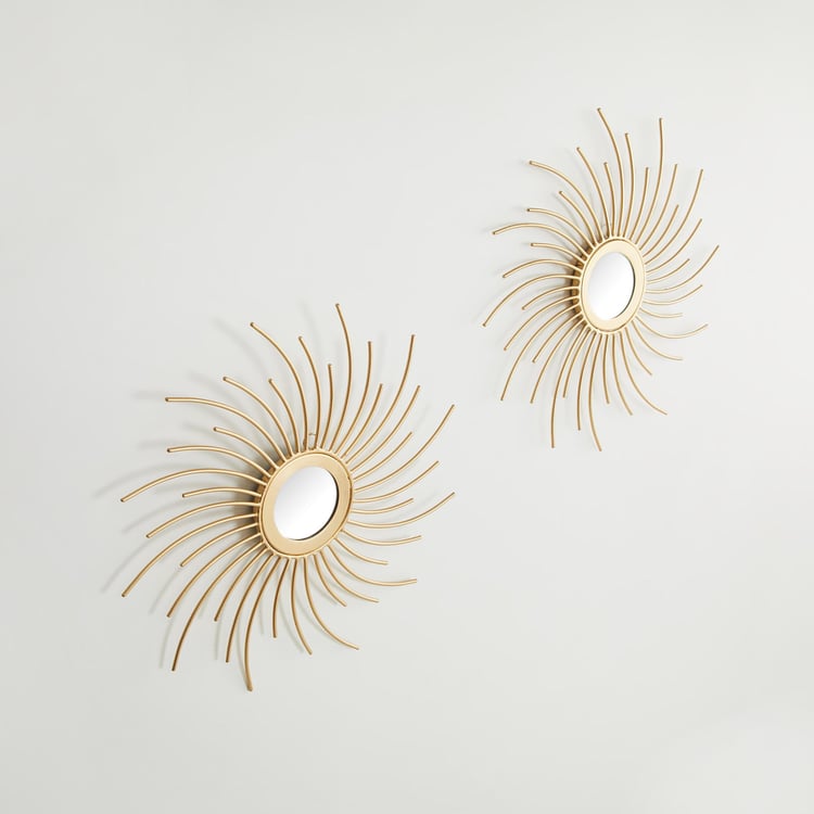 Buy Fiesta Gold Metal Sun Rays Wall Art- Set of 2 from Home Centre at ...
