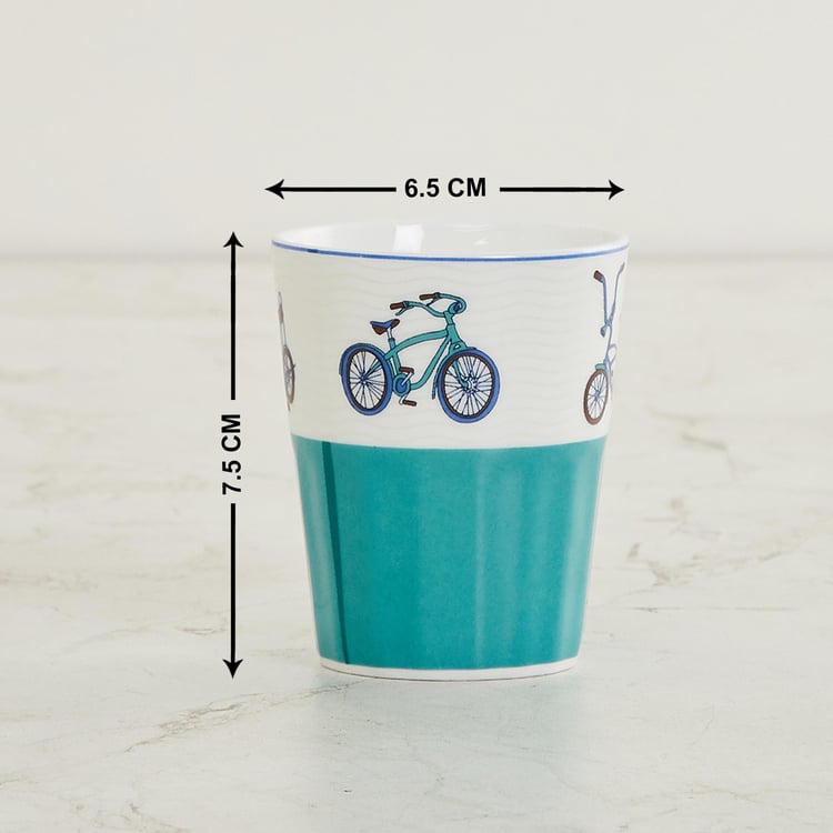 Raisa Lisbon Multicolour Printed Bone China Tumbler- Set of 4 - 7.5 x 6.5 cm- 140 ml