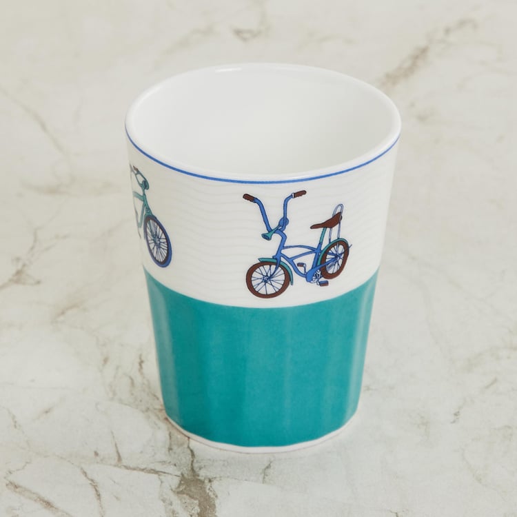 Raisa Lisbon Multicolour Printed Bone China Tumbler- Set of 4 - 7.5 x 6.5 cm- 140 ml